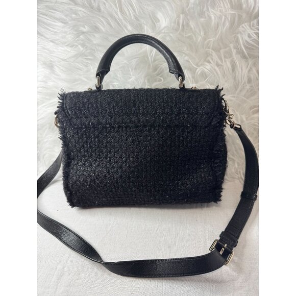 Kate spade Little Nadine black tuxedo hill tweed purse crossbody satchel - Picture 3 of 8